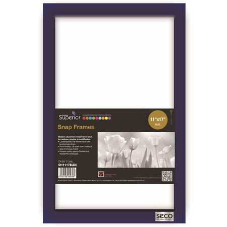 SECO Poster Snap Frame, 11" x 17", 1" Profile, Blue SN1117BLUE